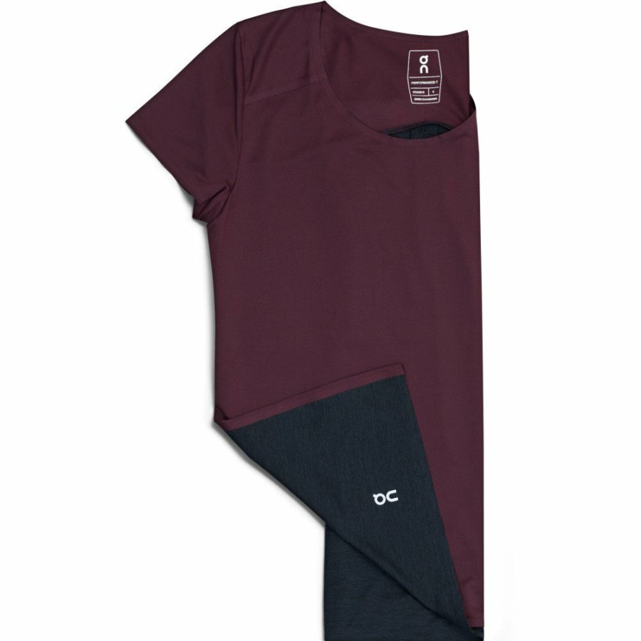 Shirts & Tops * | On Performance-T Women Running Shirt Mulberry & Black On Running Online