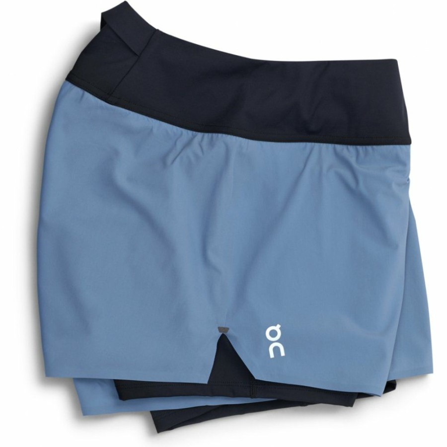 Shorts & Pants & Skirts * | On Running Shorts Women Cerulean & Black Clearance