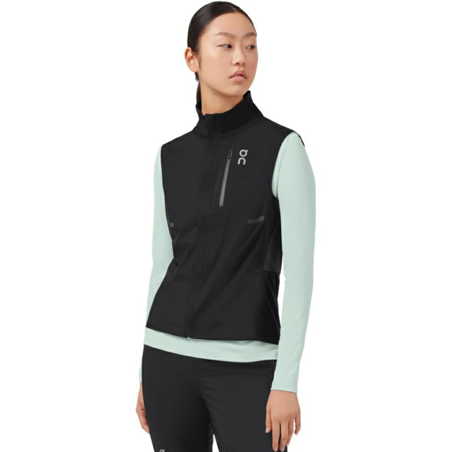 Jackets & Vests * | On Weather Vest Women Black On Running Clearance