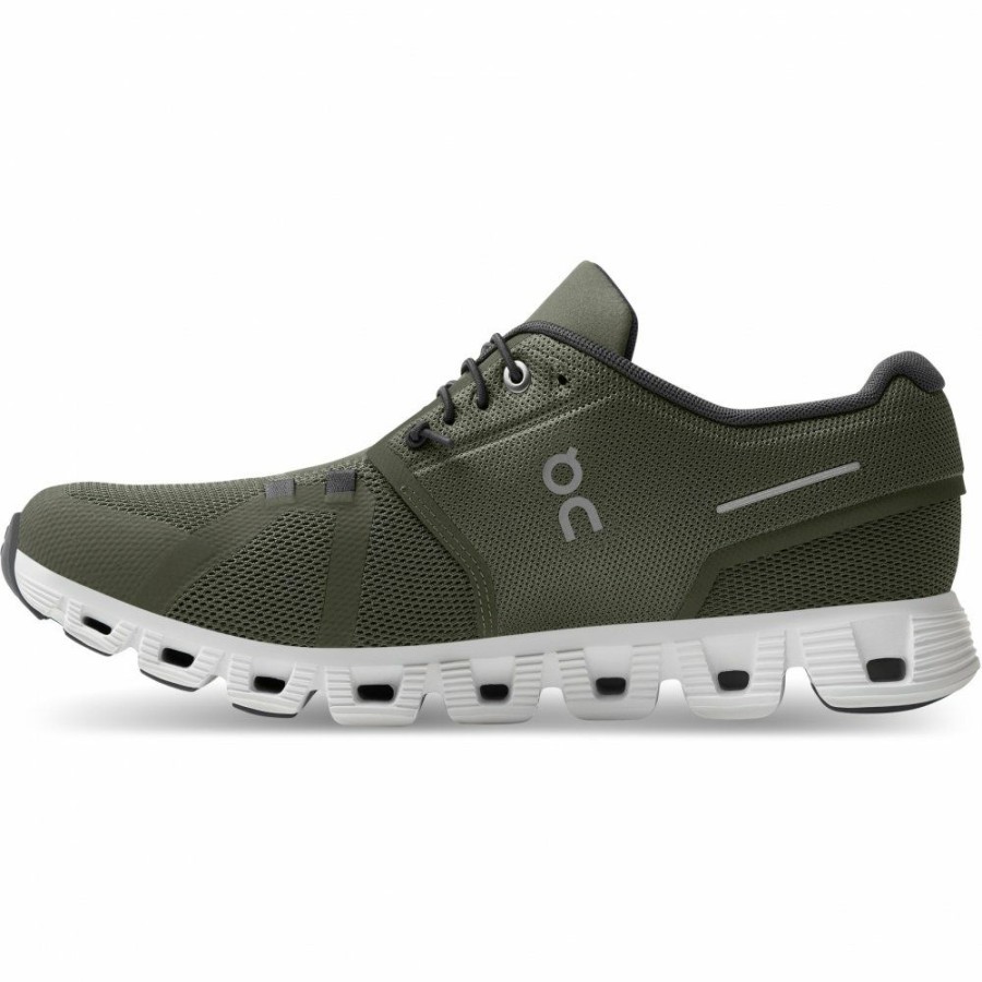 Streetwear * | On Cloud 5 Running Shoe Olive & White On Running Clearance