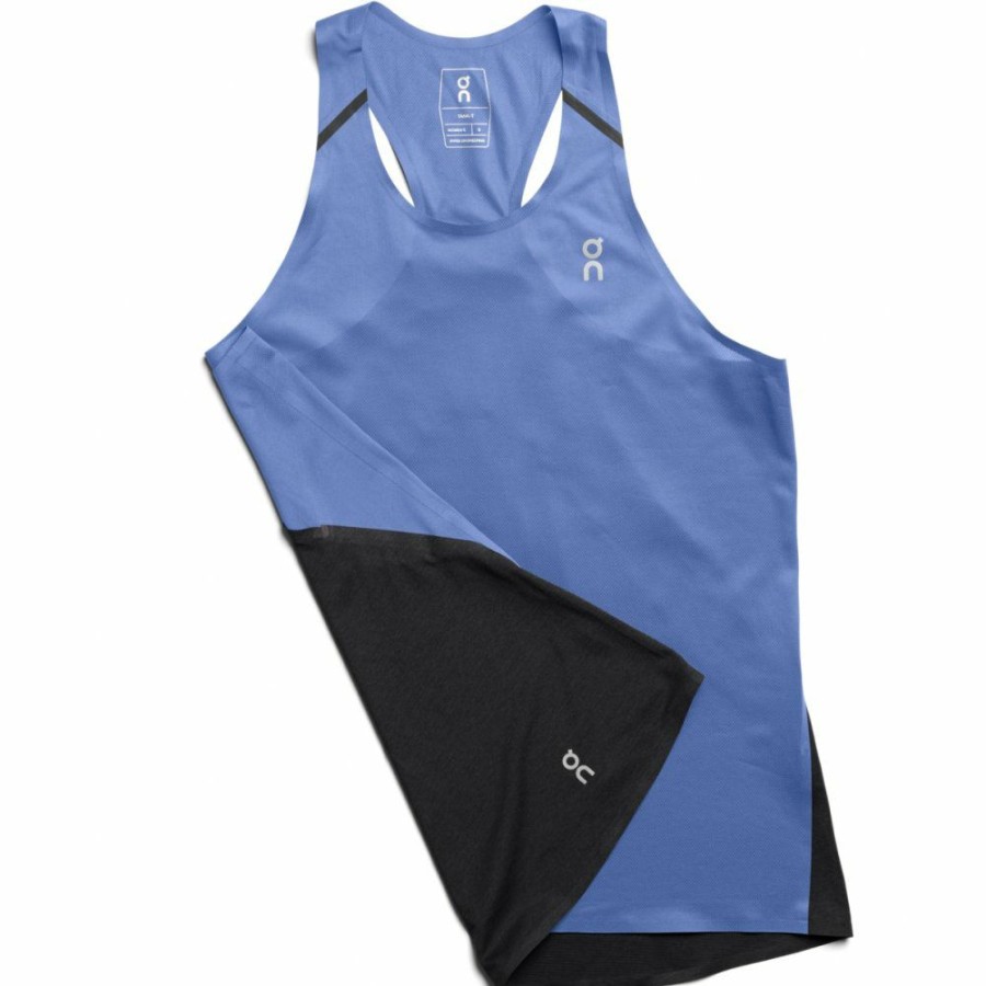 Shirts & Tops * | On Tank-T Women Running Shirt Marina & Black On Running Outlet