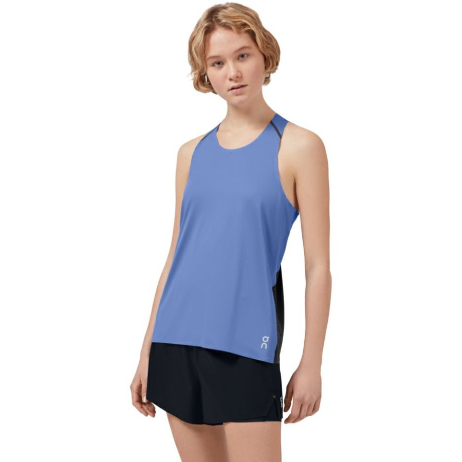 Shirts & Tops * | On Tank-T Women Running Shirt Marina & Black On Running Outlet