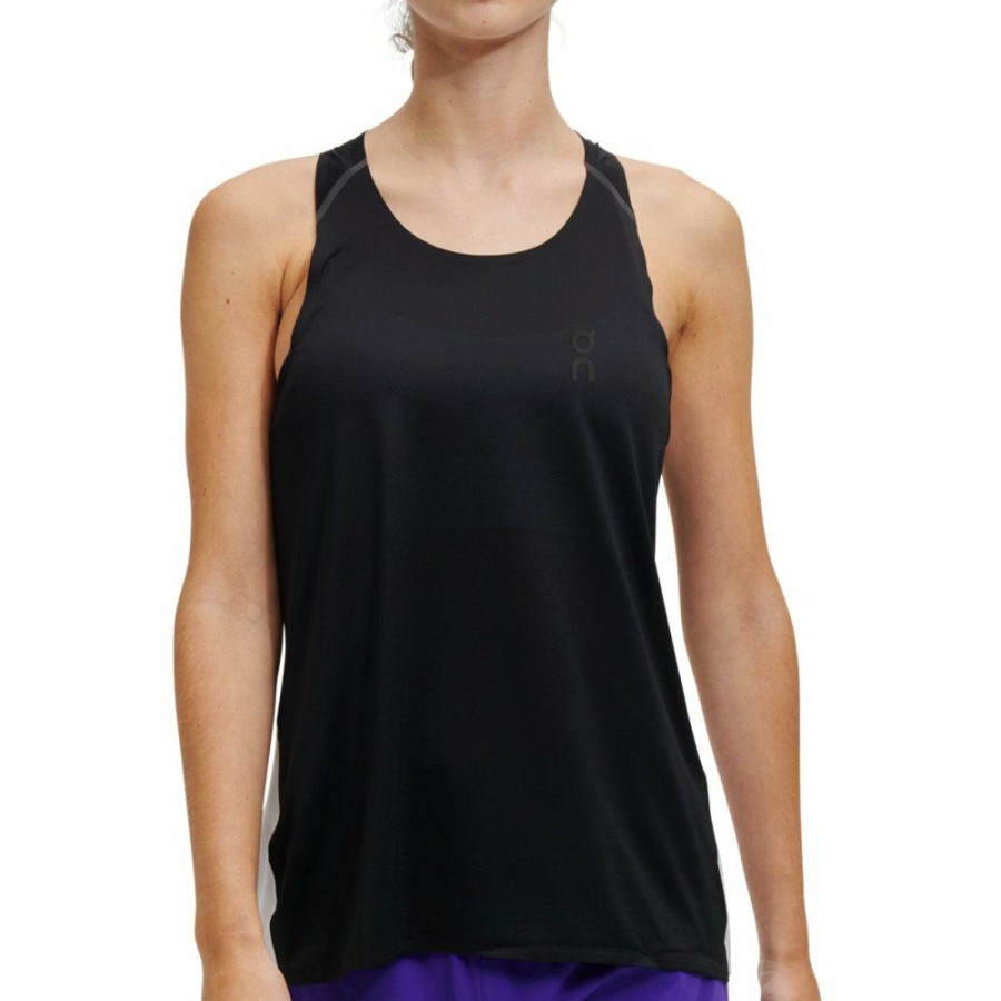 Shirts & Tops * | On Tank-T Women Running Shirt Black & Glacier On Running Outlet