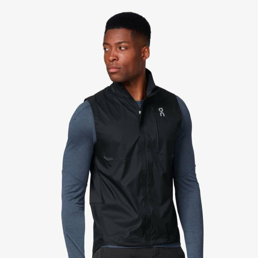 Jackets & Vests * | On Weather Vest Black On Running Outlet