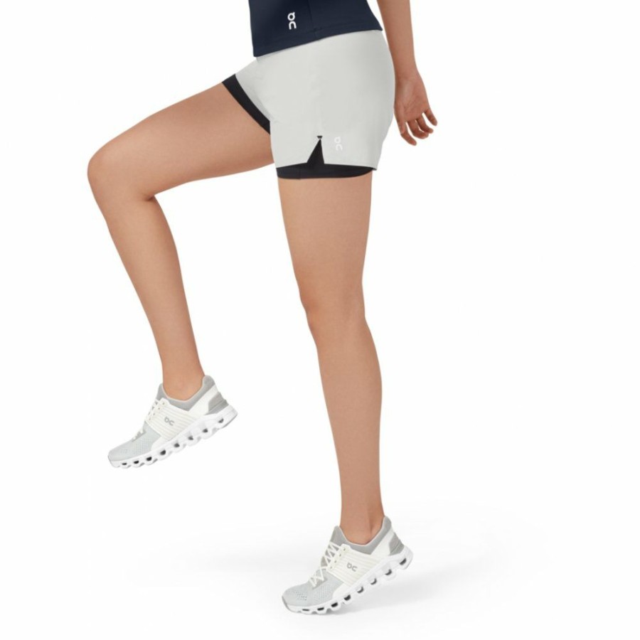 Shorts & Pants & Skirts * | On Running Shorts Women Glacier & Black Clearance