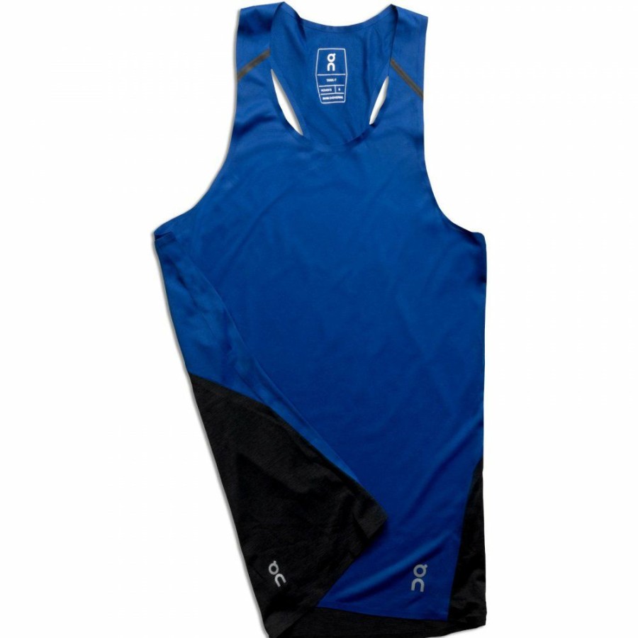 Shirts & Tops * | On Tank-T Women Running Shirt Indigo & Black On Running Clearance