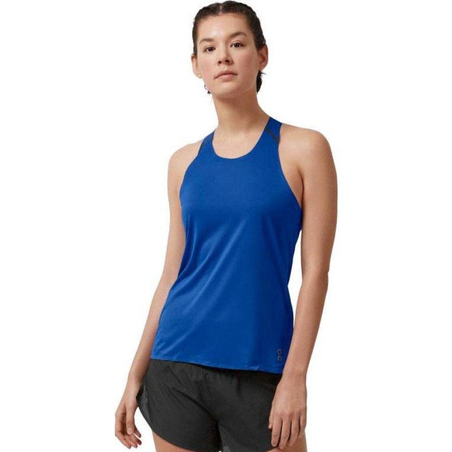 Shirts & Tops * | On Tank-T Women Running Shirt Indigo & Black On Running Clearance