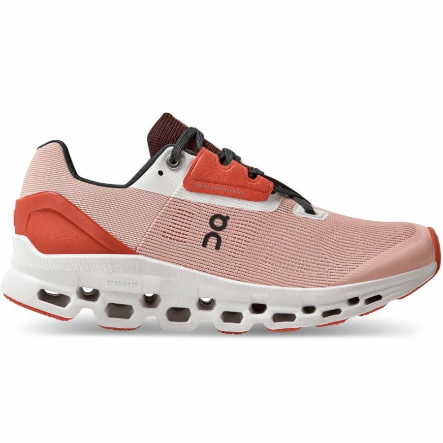 Running Shoes * | On Cloudstratus Women Running Shoe Rose & Red On Running Outlet