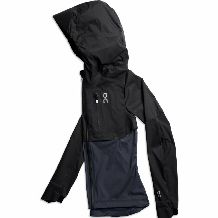 Jackets & Vests * | On Weather Jacket Women Black & Navy On Running Clearance