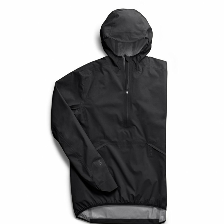 Jackets & Vests * | On Waterproof Anorak Black On Running Online