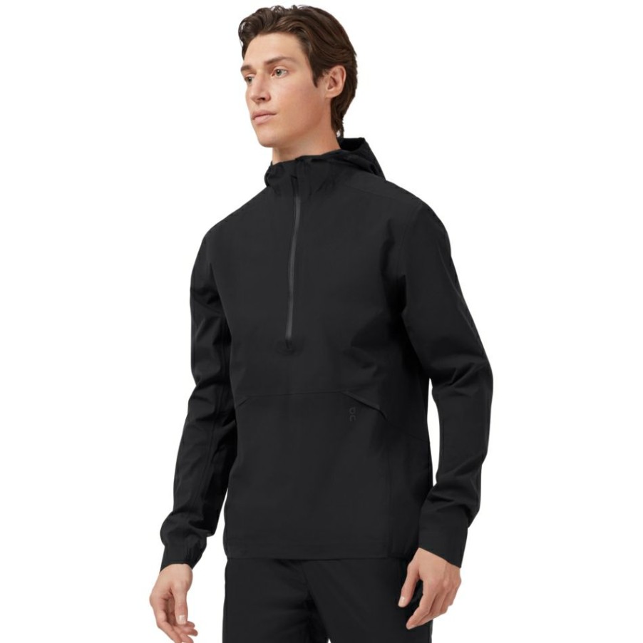 Jackets & Vests * | On Waterproof Anorak Black On Running Online