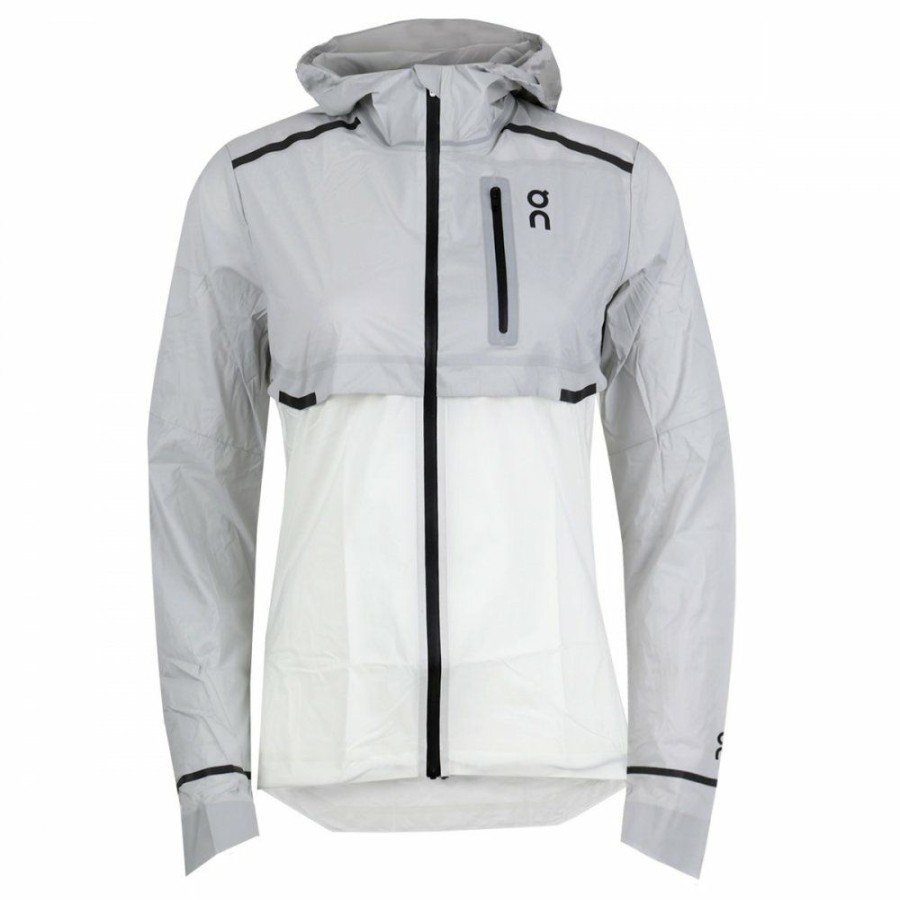 Jackets & Vests * | On Weather Jacket Women Grey & White On Running Clearance