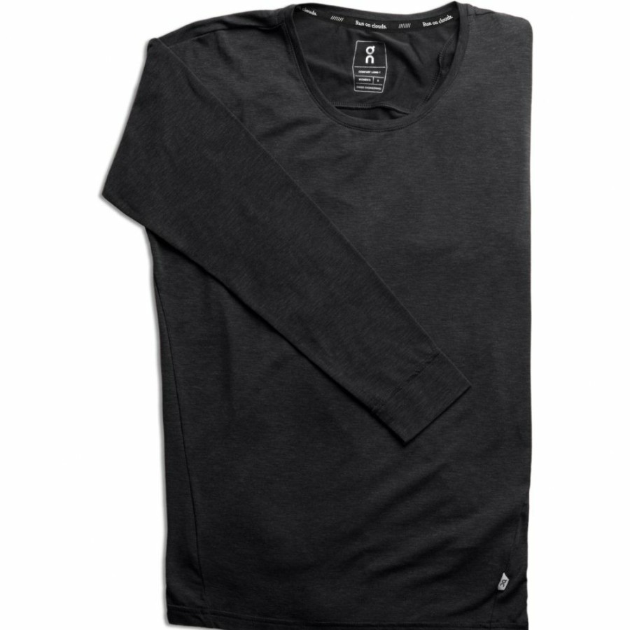 Shirts & Tops * | On Comfort Long-T Women Long Sleeve Running Shirt Black On Running Clearance