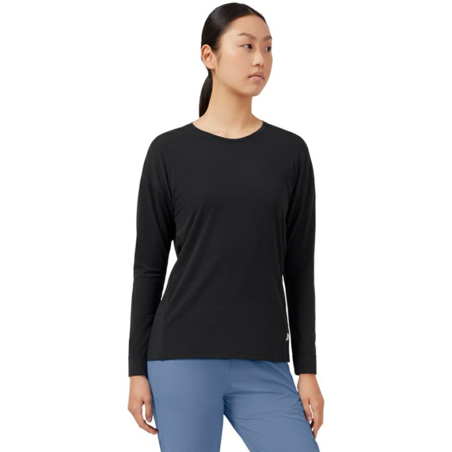 Shirts & Tops * | On Comfort Long-T Women Long Sleeve Running Shirt Black On Running Clearance