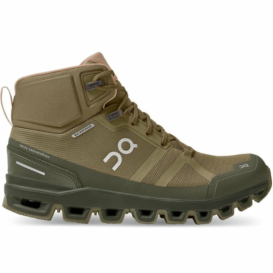 Running Shoes * | On Cloudrock Waterproof Women Speed-Hiking Shoe Olive & Red On Running Outlet