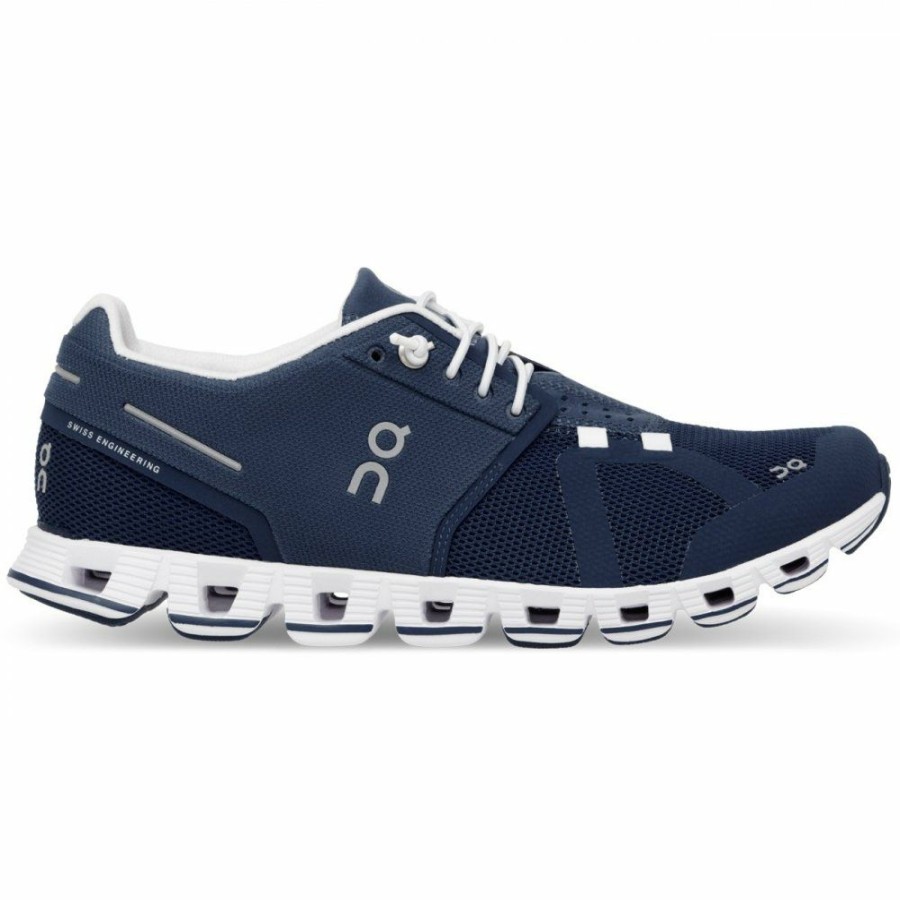 Running Shoes * | On Cloud Women Running Shoe Denim & White On Running Clearance