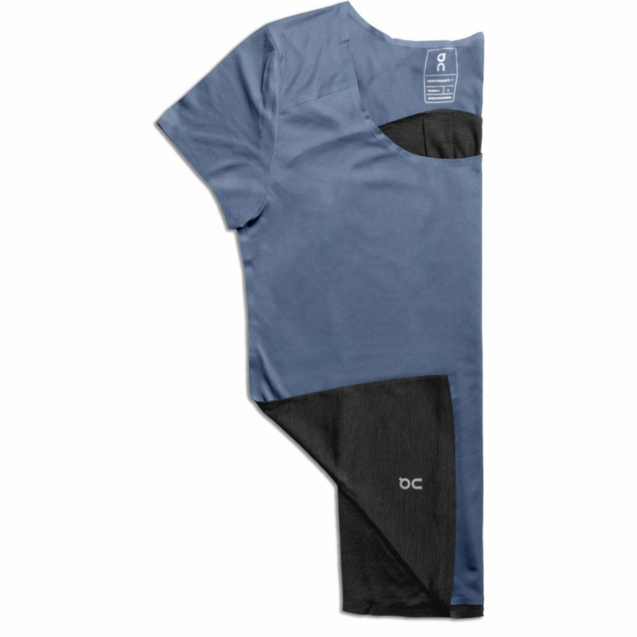 Shirts & Tops * | On Performance-T Women Running Shirt Cerulean & Black On Running Clearance