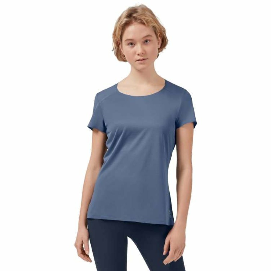 Shirts & Tops * | On Performance-T Women Running Shirt Cerulean & Black On Running Clearance